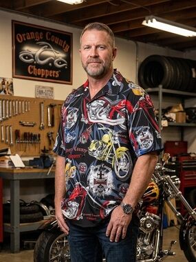 Motorcycles Orange County Choppers DCC XXL Men's Tall Multicolored Dress Shirt
